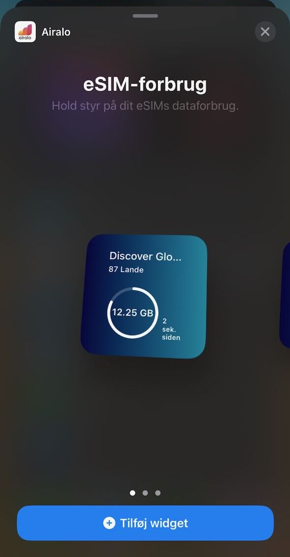 airalo esim widget iphone global