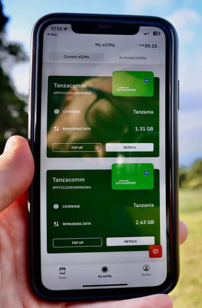 iPhone airalo tanzania esim aktivt