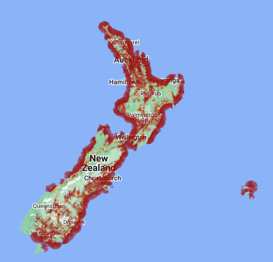 nya zeeland one nz täckningskarta 4g esim